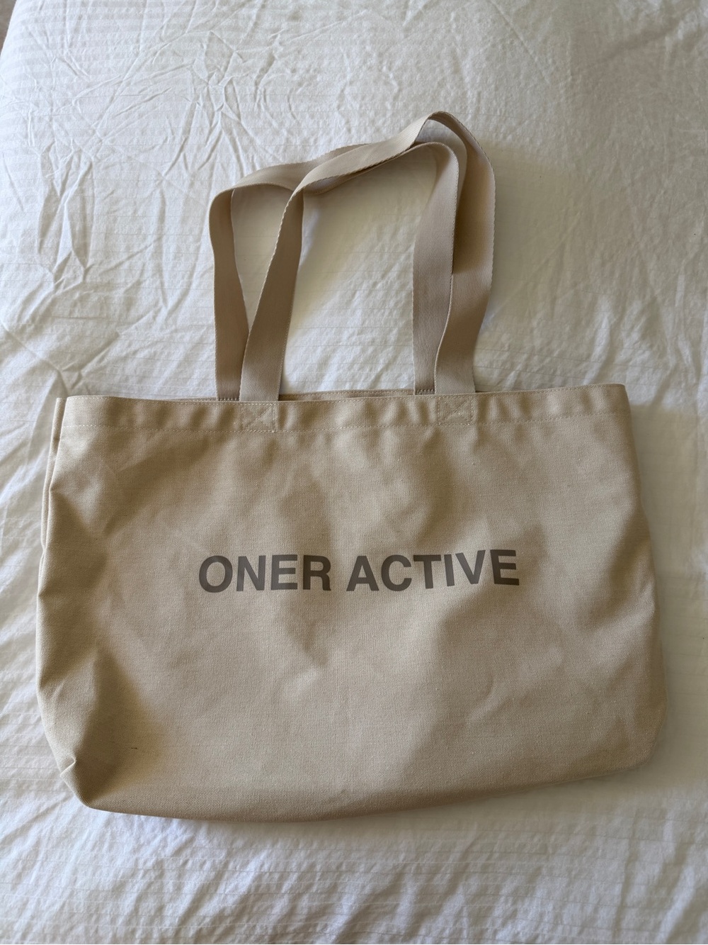 Oner Active Beige Canvas Tote with Logo